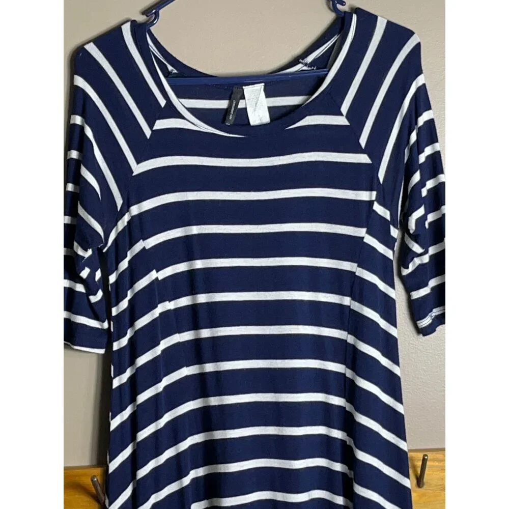 New Directions Dress Blue Stripe Knit Jersey Swing Trapeze Comfort Womens S - Picture 8 of 10
